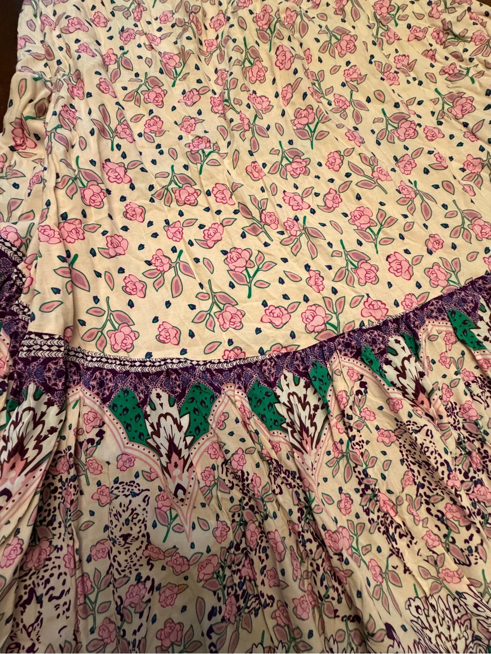 Cupshe Cream and Purple Floral High-Low Maxi Skirt - Picture 7 of 8